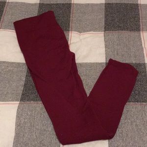 Burgundy/Maroon Fleece Leggings